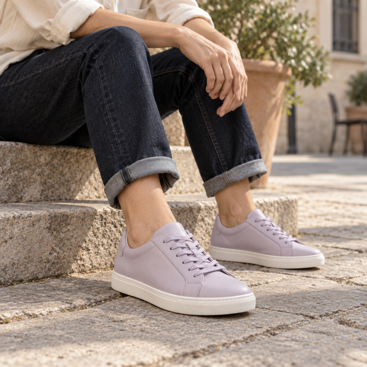 Adult wearing Shift 06 in Lavender